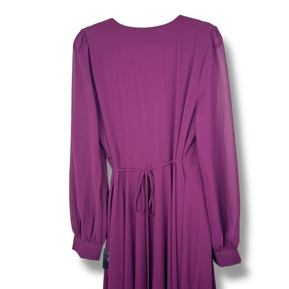 Lulus NWT My Whole Heart Plum Long Sleeve Balloon Sleeves Wrap Maxi Dress XL - Picture 8 of 11